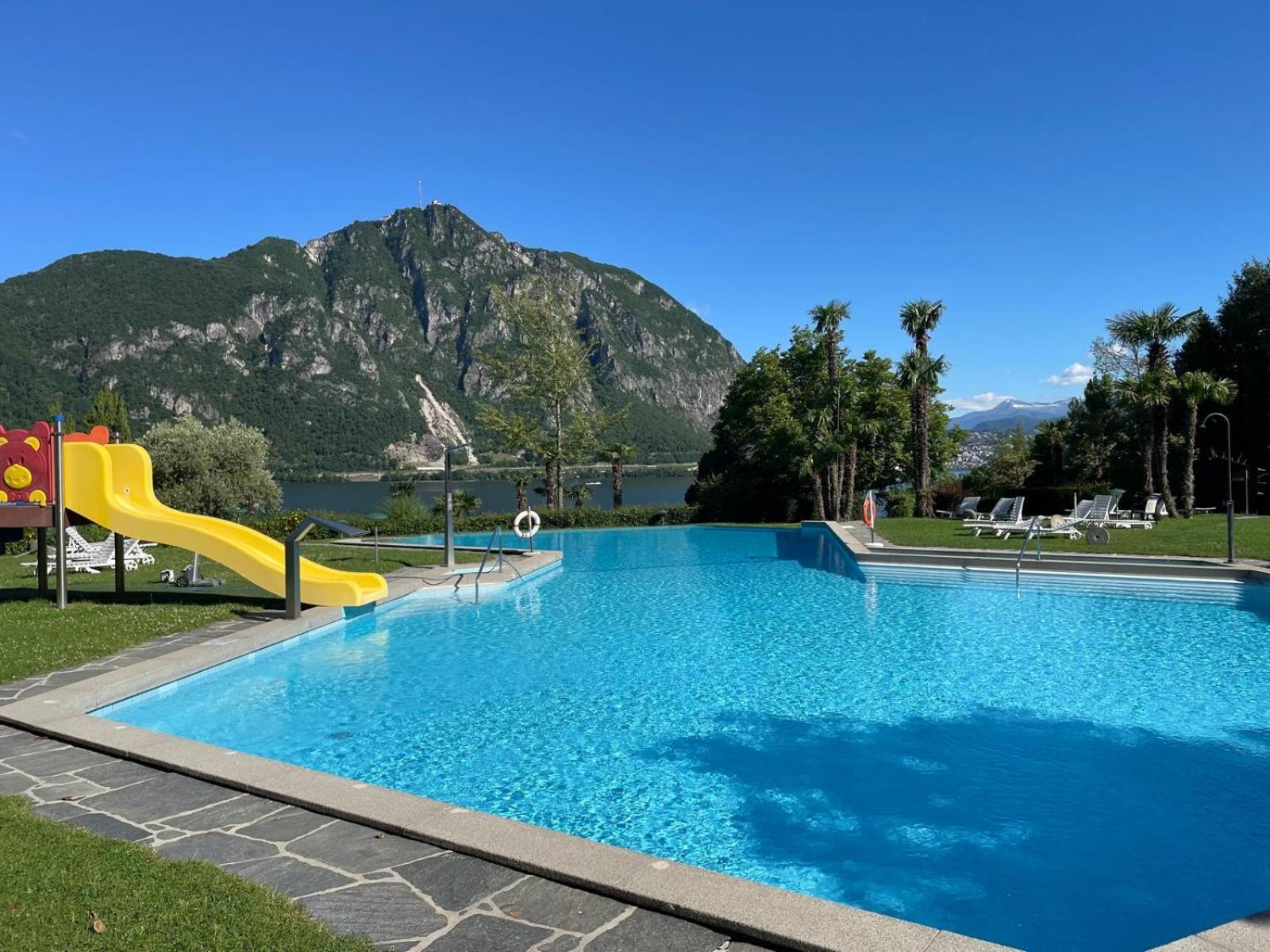 Luganersee, Pool, Strand, Parkplatz, Suite 204 Біссоне Екстер'єр фото
